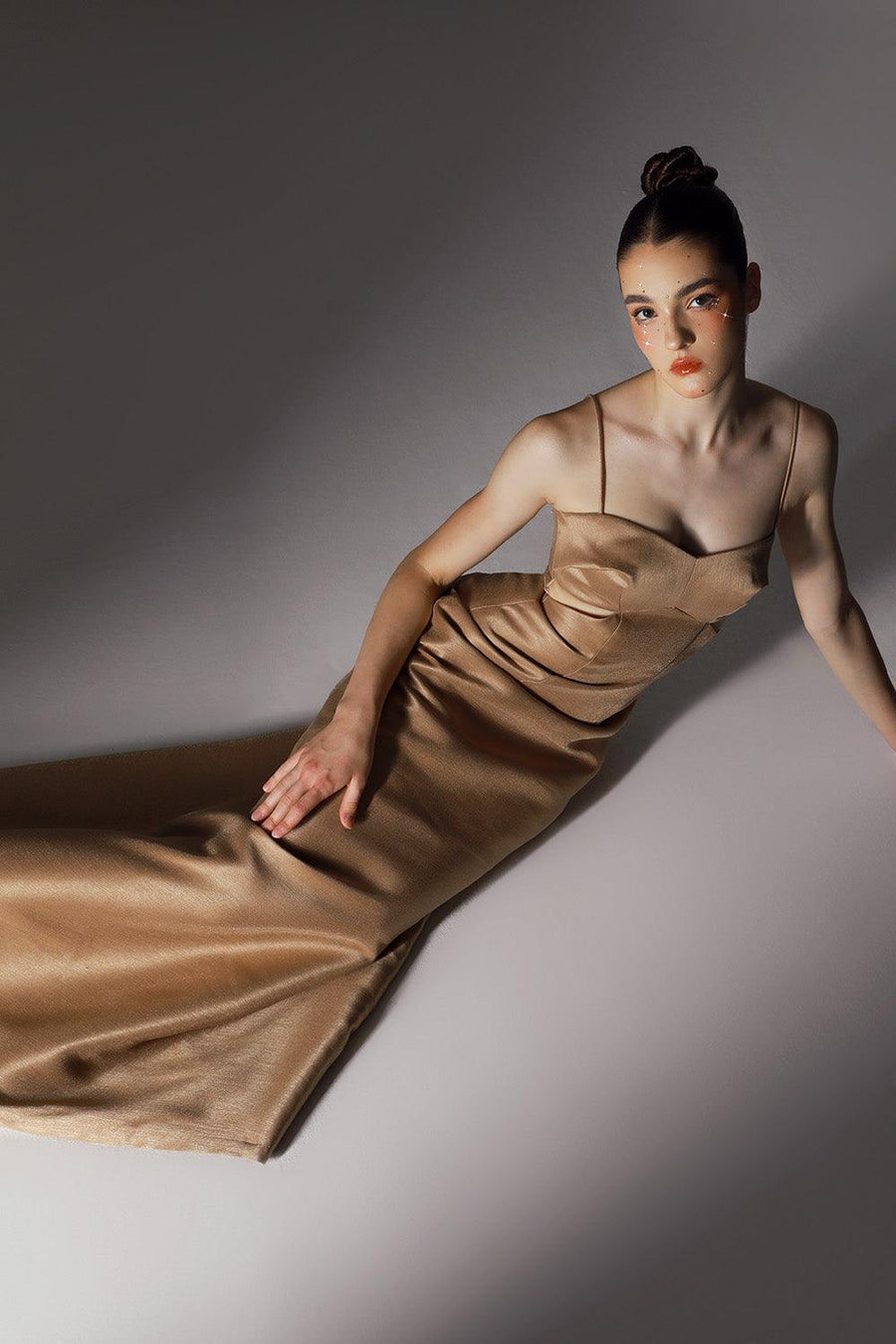 Ravish A-line Spaghetti Strap Brocade Floor Length Dress 4