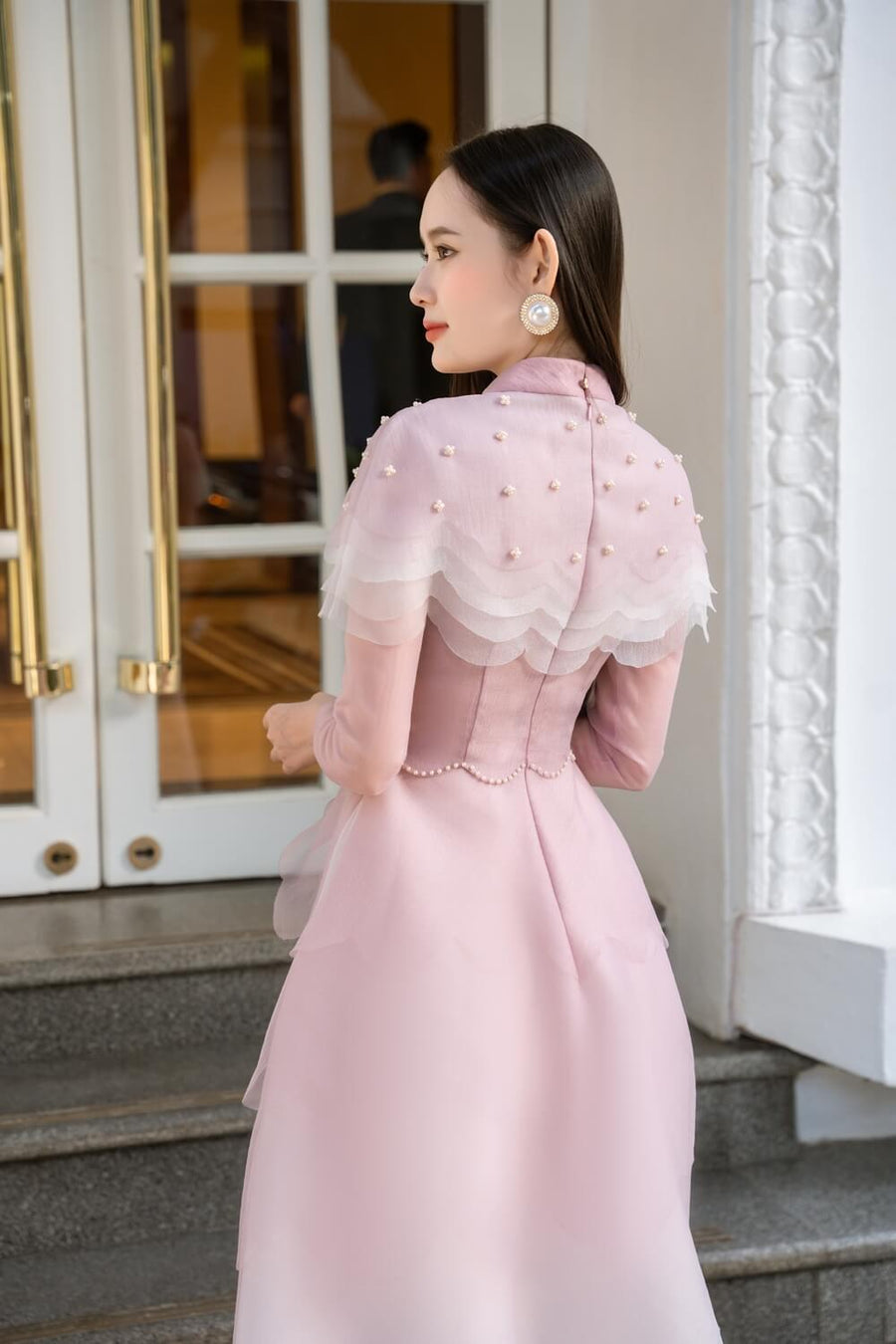 Reagan Fitted Layered Organza Long Length Ao Dai Set 4