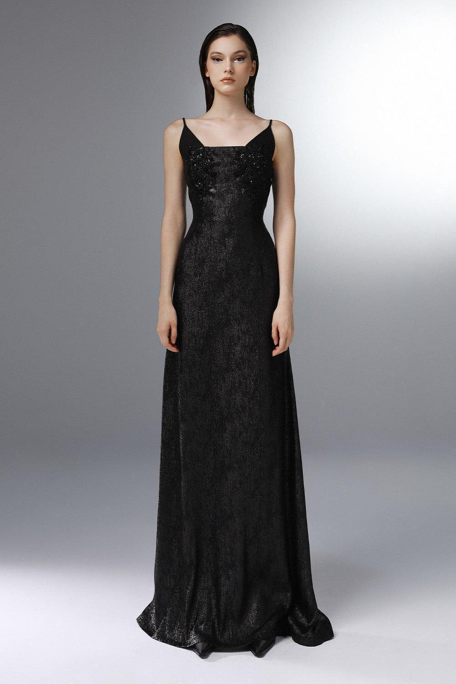 Regale A-line Sleeveless Poly Silk Floor Length Dress 1