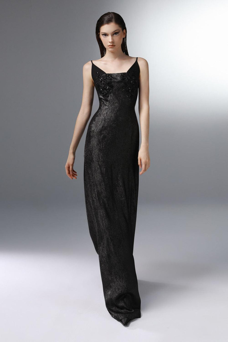 Regale A-line Sleeveless Poly Silk Floor Length Dress 4