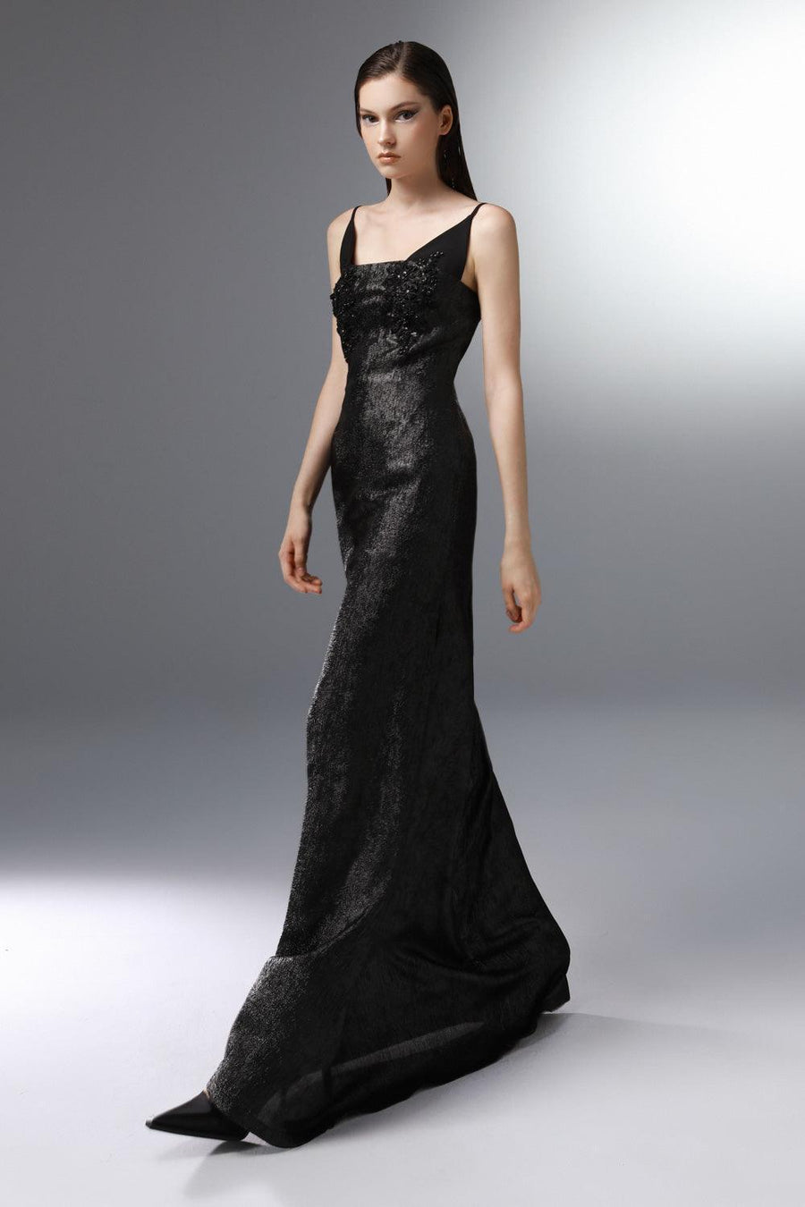 Regale A-line Sleeveless Poly Silk Floor Length Dress 5