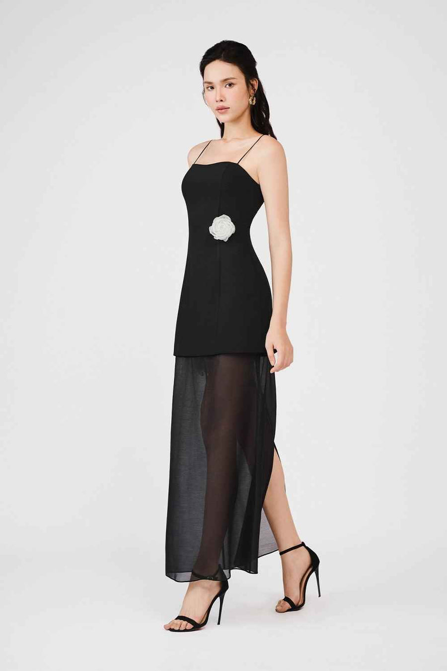 Reign A-line Spaghetti Strap Rain Cloth Ankle Length Dress