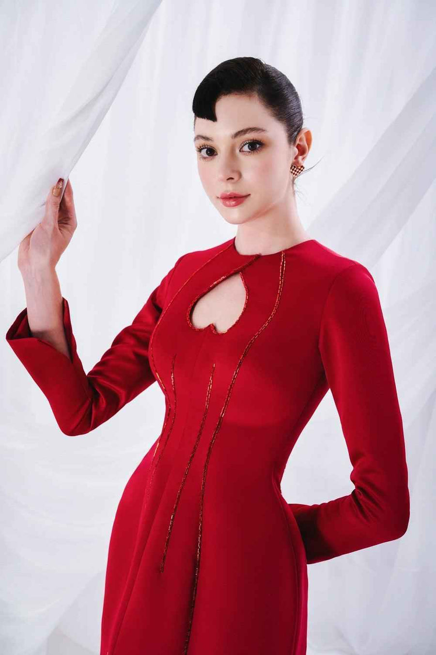 Remy A-line Round Neck Organdy Mini Dress