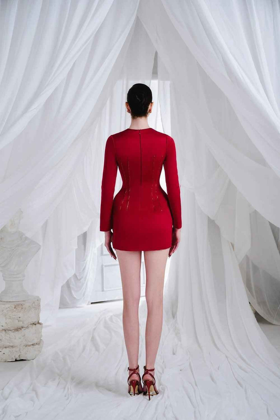 Remy A-line Round Neck Organdy Mini Dress