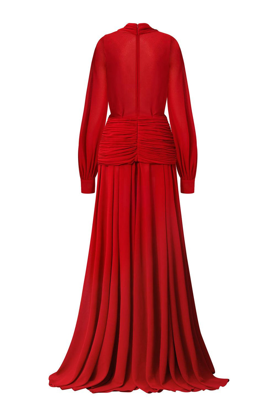Reyna A-line Bishop Sleeved Chiffon Floor Length Dress Gown Dress CEM