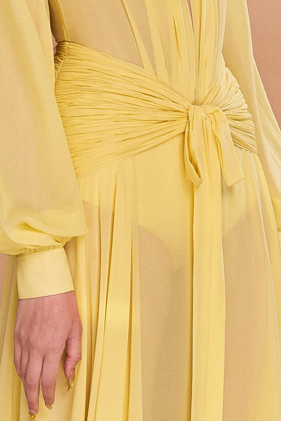 Reyna A-line Bishop Sleeved Chiffon Floor Length Dress Gown Dress CEM