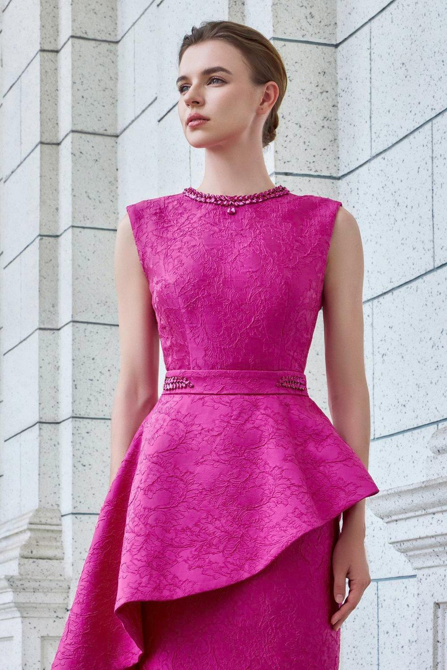 Rhapsody Sheath Extended Flap Jacquard Floor Length Dress Gown Dress I.H.F Atelier