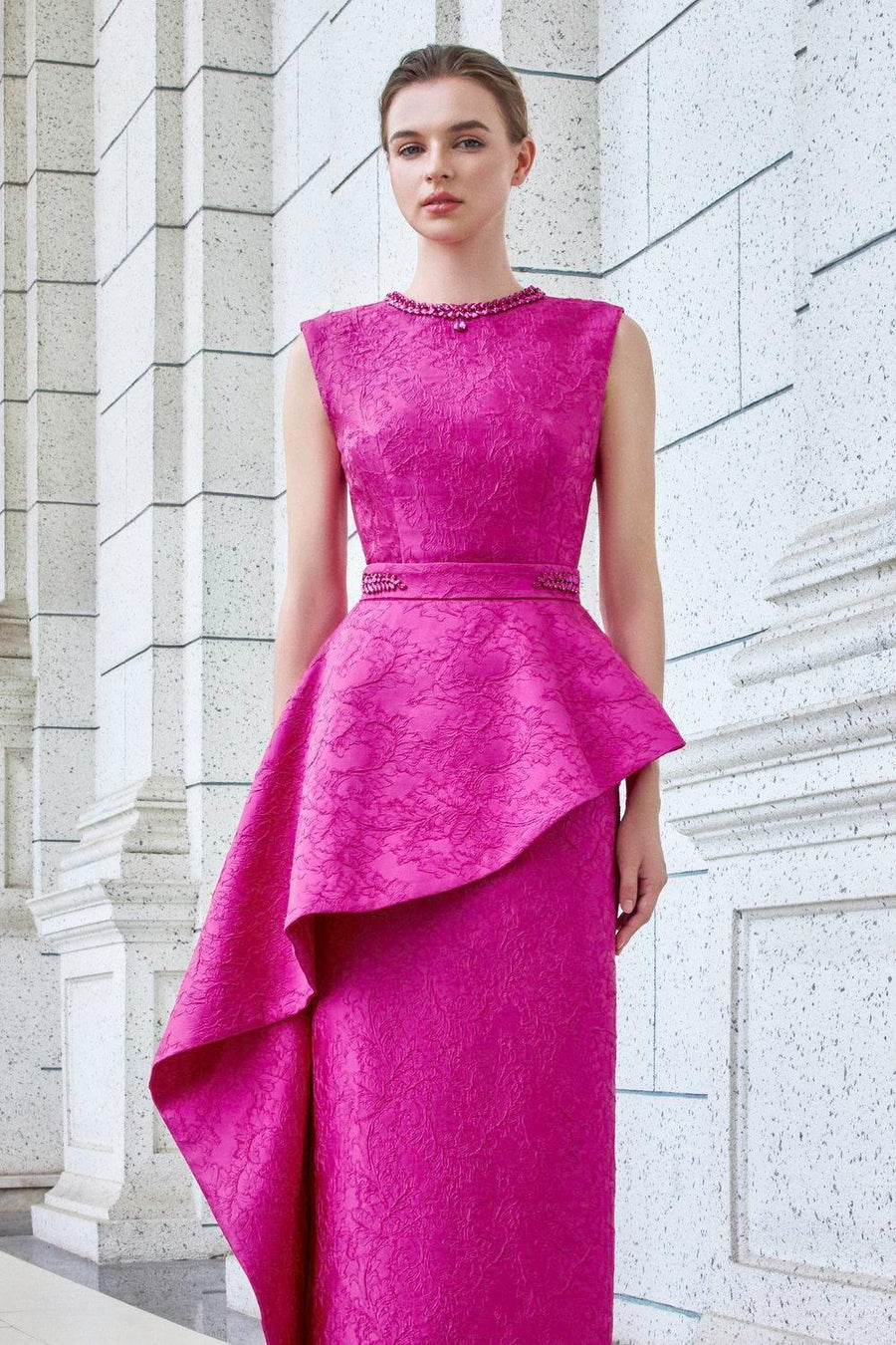 Rhapsody Sheath Extended Flap Jacquard Floor Length Dress Gown Dress I.H.F Atelier