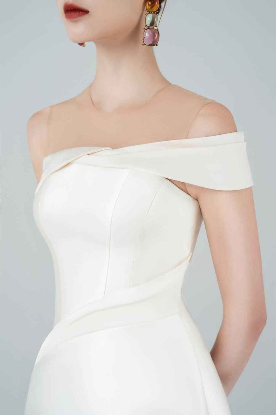 Richiamo A-line Waist Pleated Taffeta Calf Length Dress