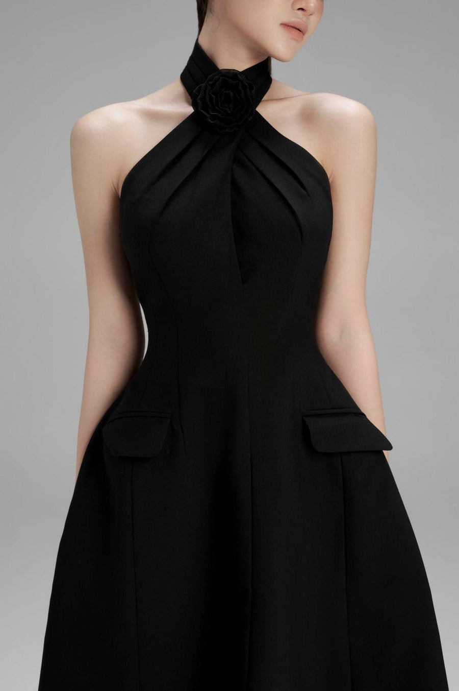 Riley A-line Crossover Neck Polycotton Midi Dress Midi Dress Cordia