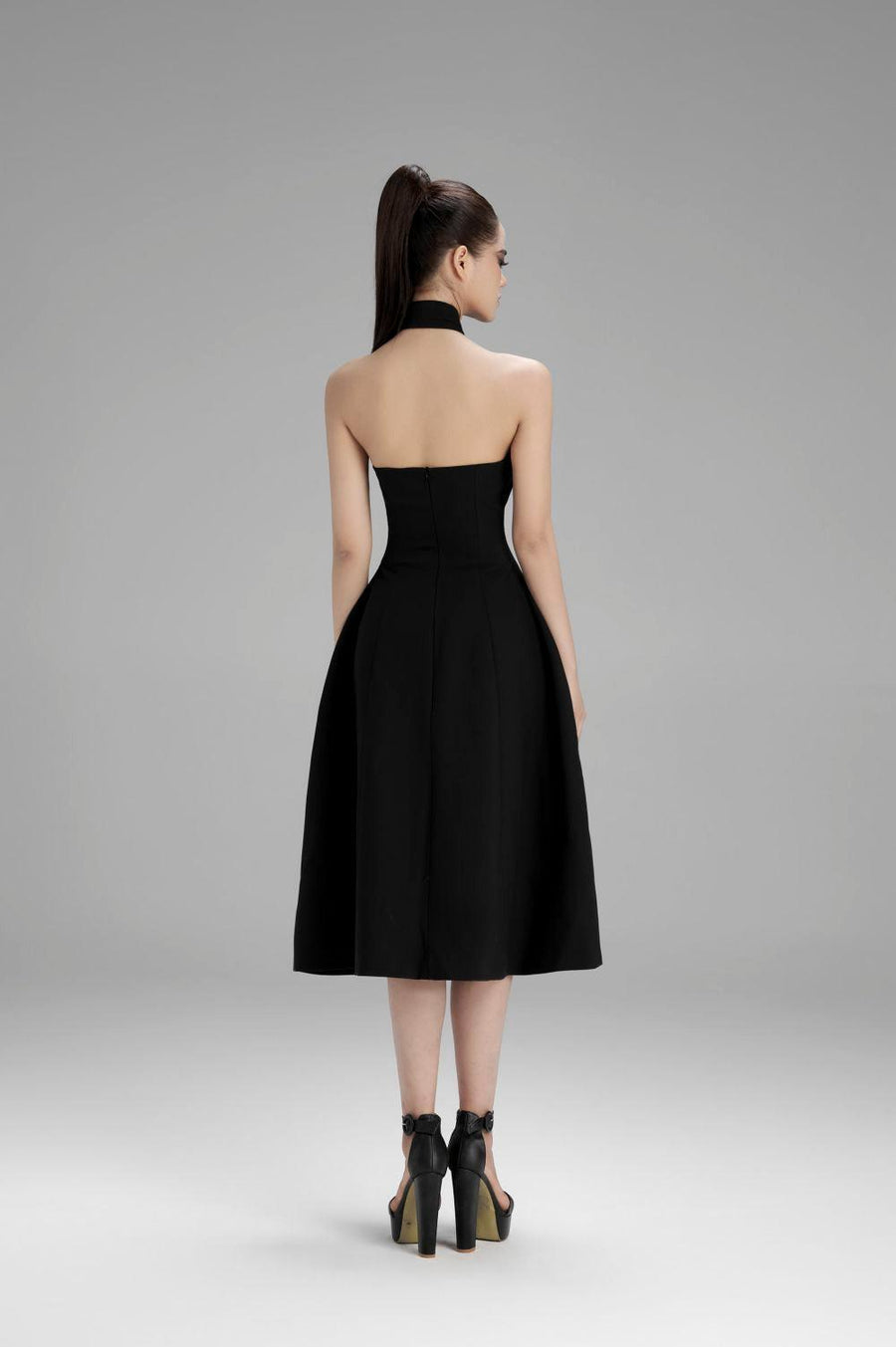 Riley A-line Crossover Neck Polycotton Midi Dress Midi Dress Cordia