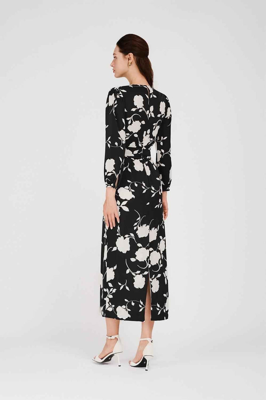 Riley Sheath V-Neck Silk Midi Dress