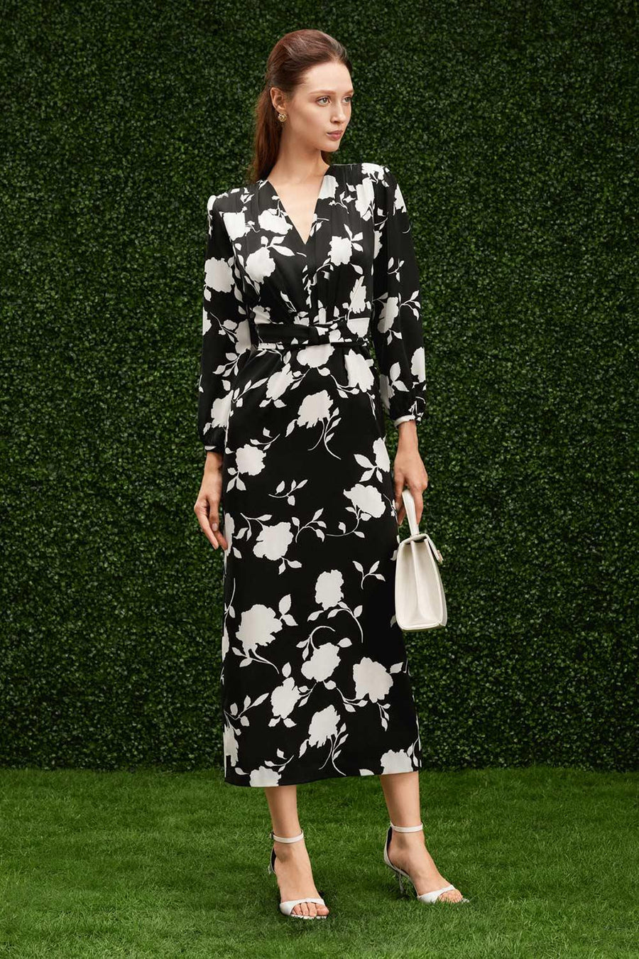 Riley Sheath V-Neck Silk Midi Dress 6