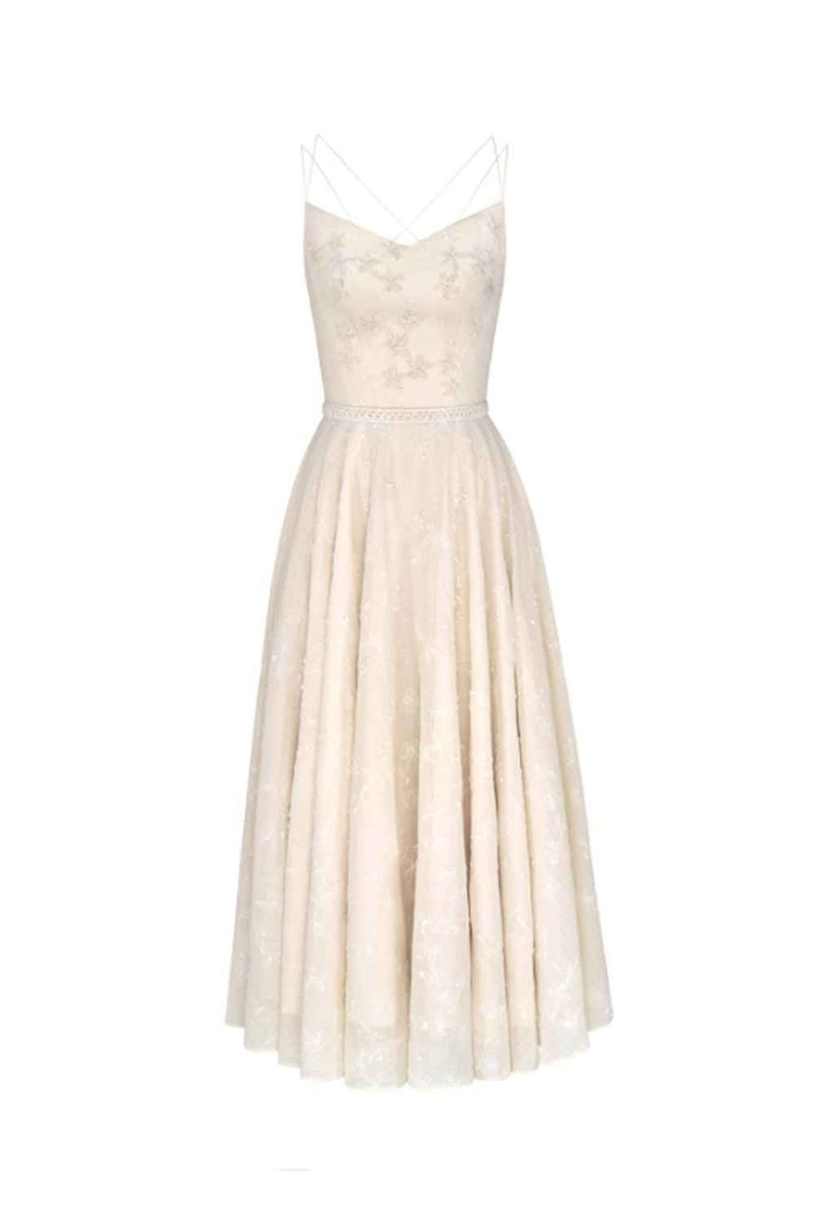 Rio A-line Spaghetti Strap Lace Midi Dress