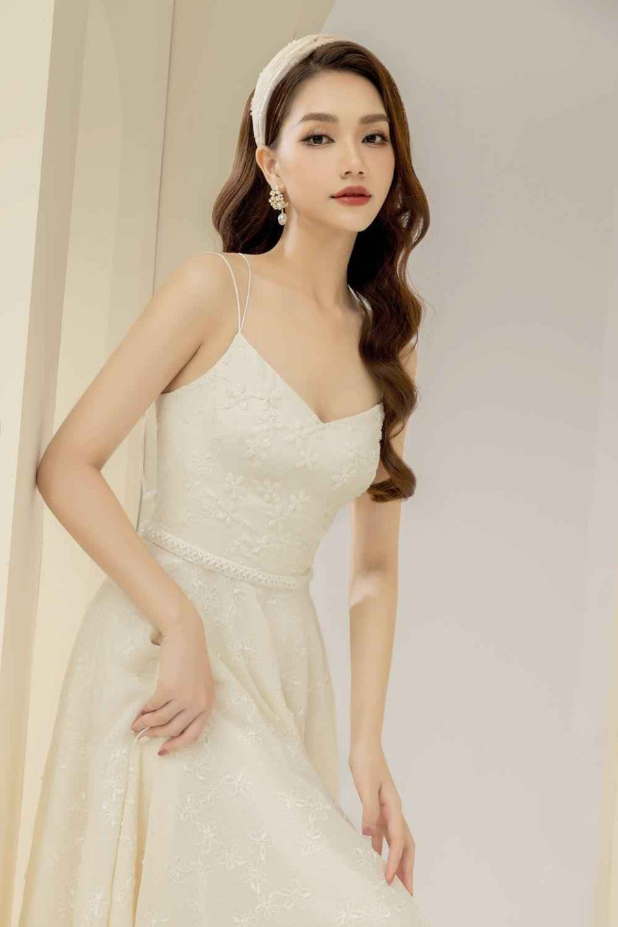 Rio A-line Spaghetti Strap Lace Midi Dress