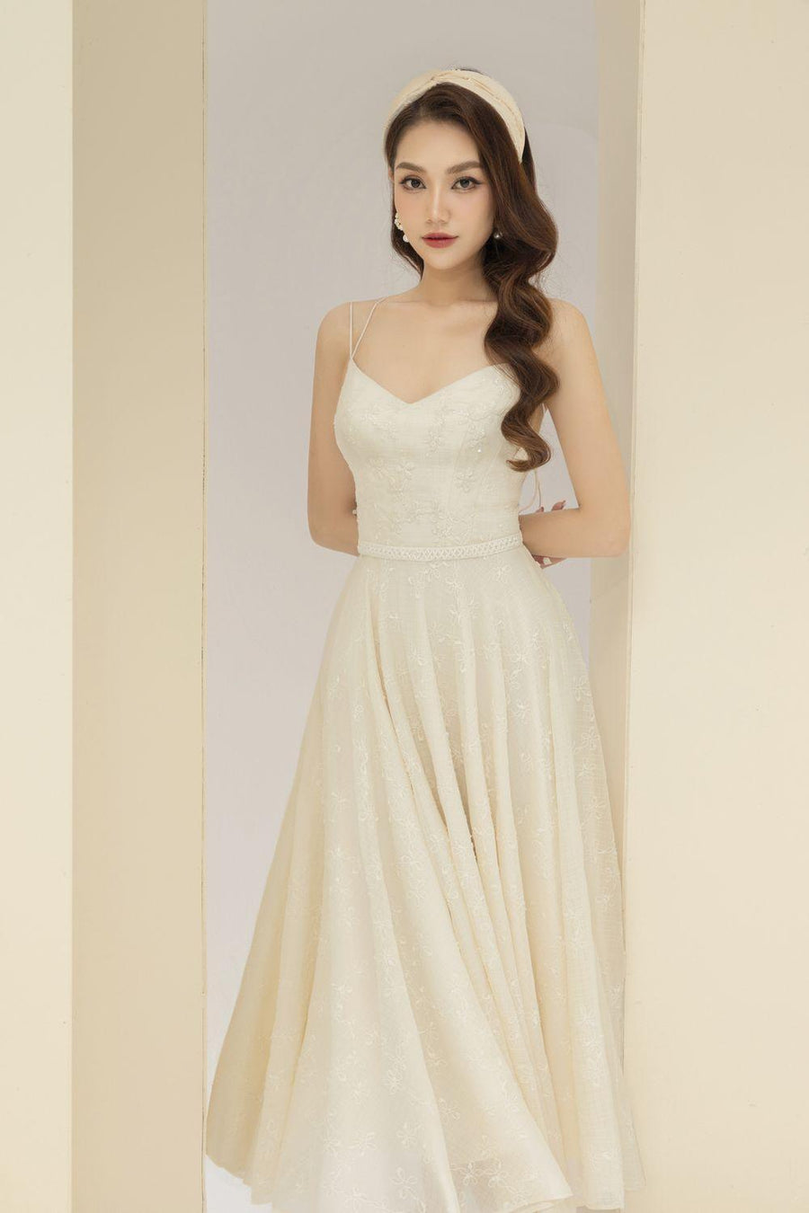 Rio A-line Spaghetti Strap Lace Midi Dress 6