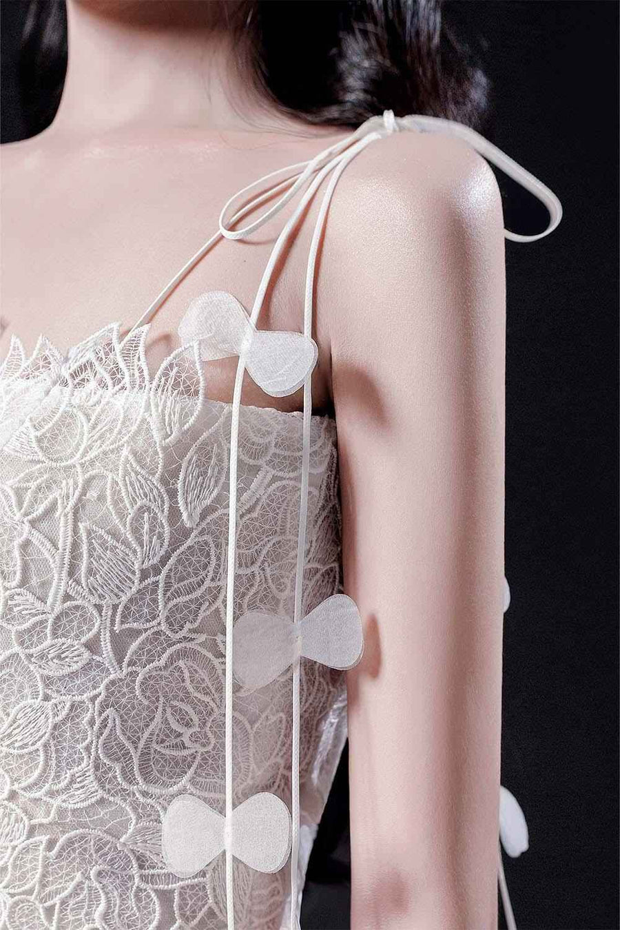 Rishima Sheath Spaghetti Strap Lace Midi Dress