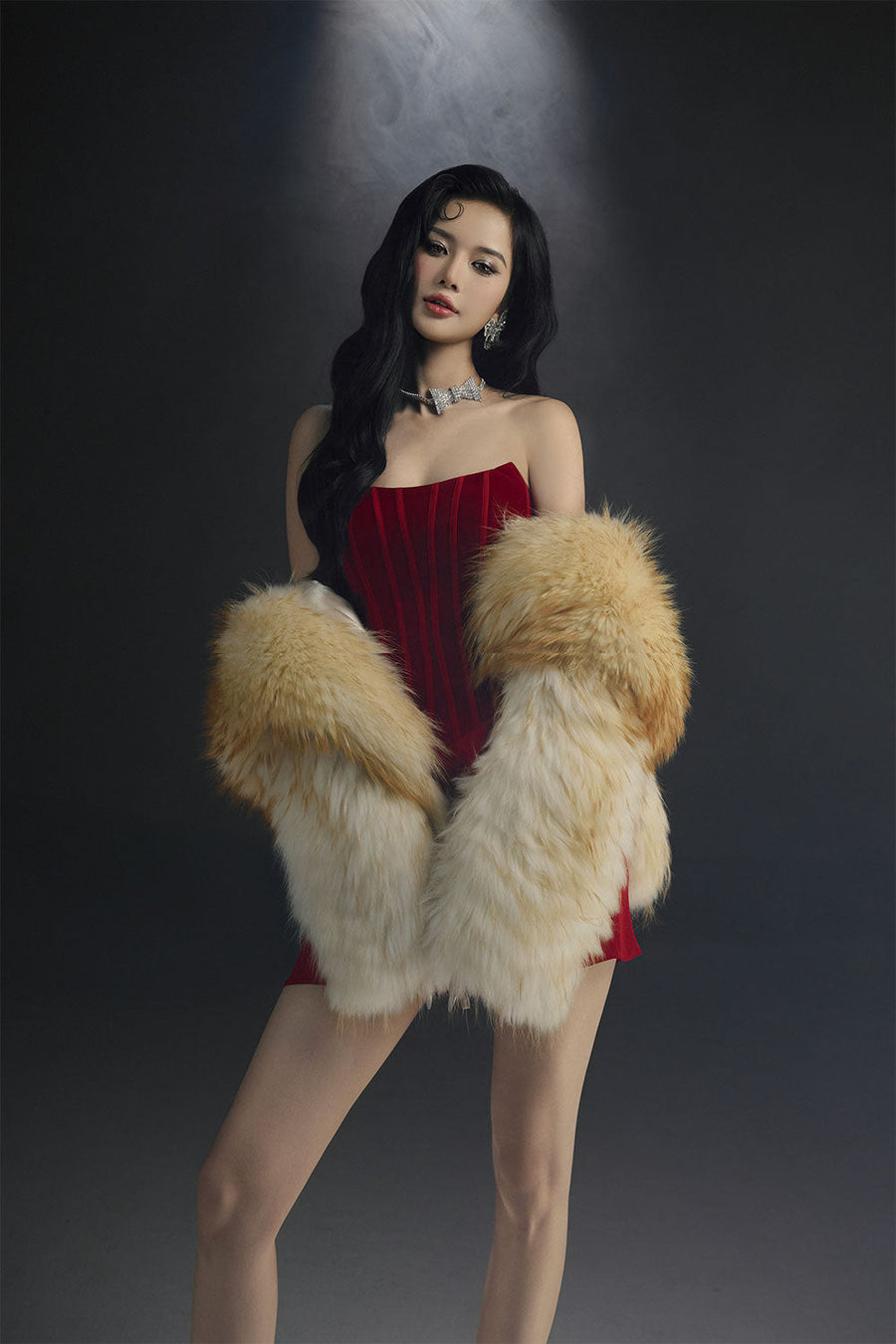 Opal Majesty A-line Scoop Neck Velvet Mini Dress 5