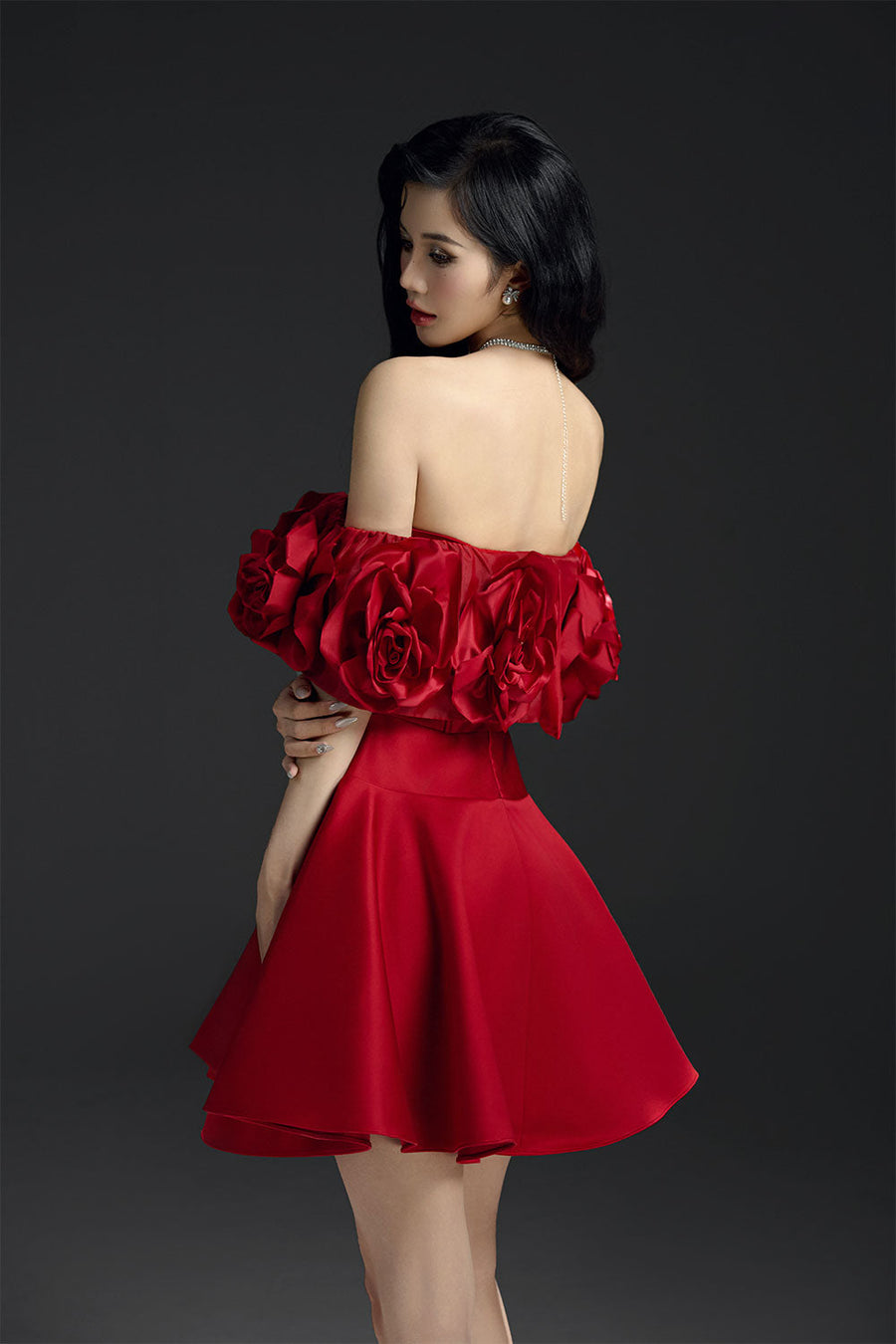 Majesstic Fit and Flare Floral Nacre Taffeta Mini Dress 8