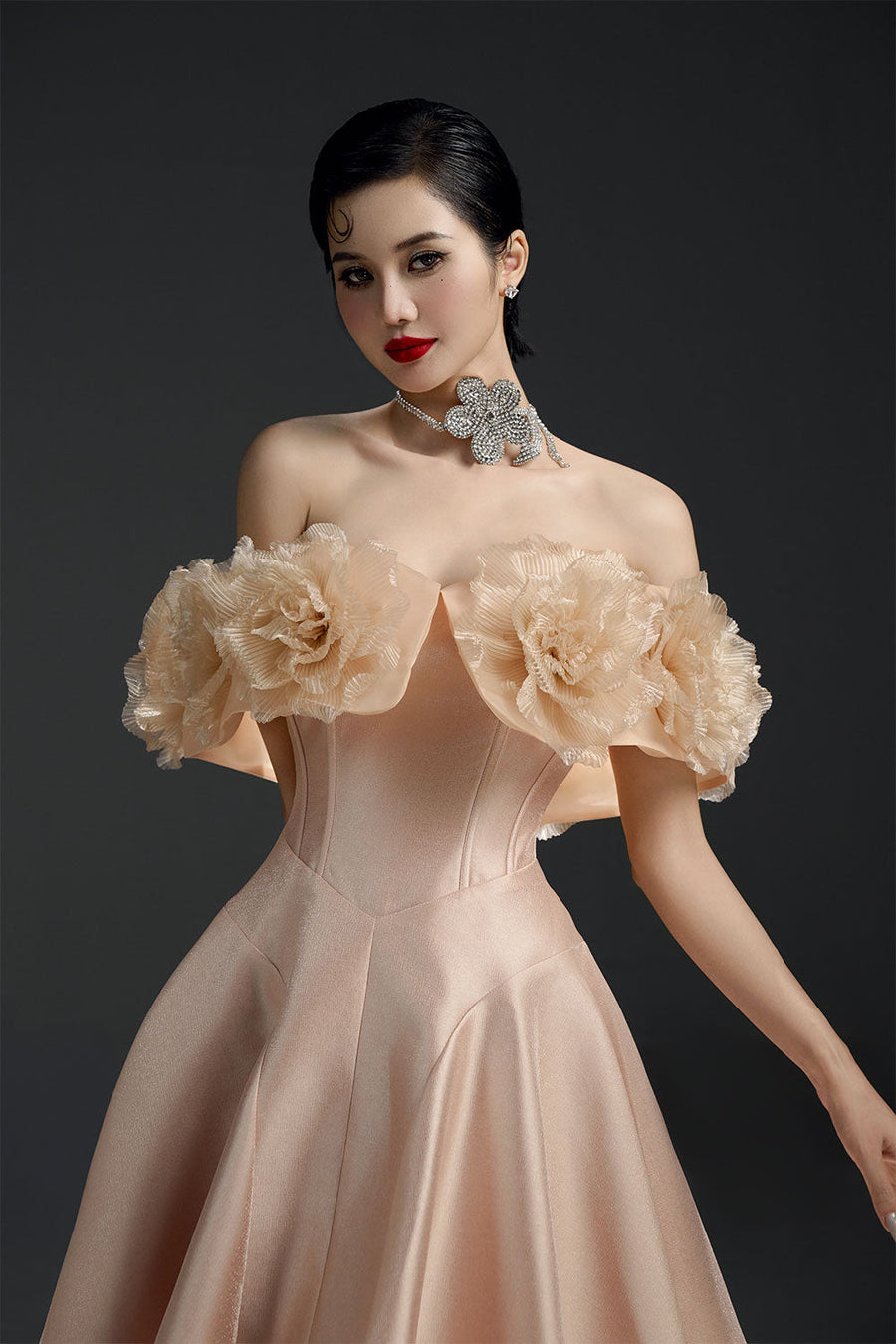 Majesstic Fit and Flare Floral Nacre Taffeta Mini Dress 13