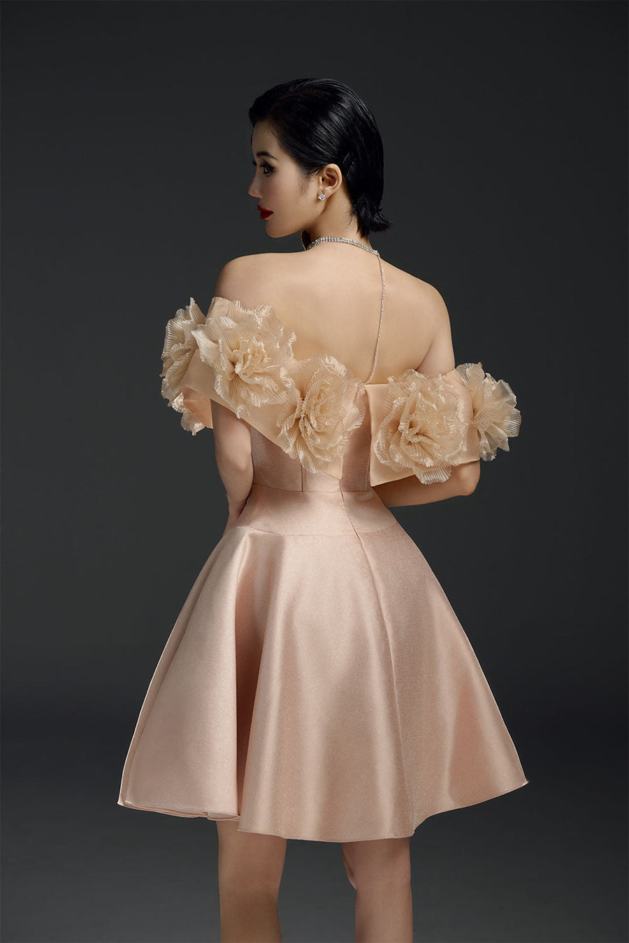 Majesstic Fit and Flare Floral Nacre Taffeta Mini Dress 14