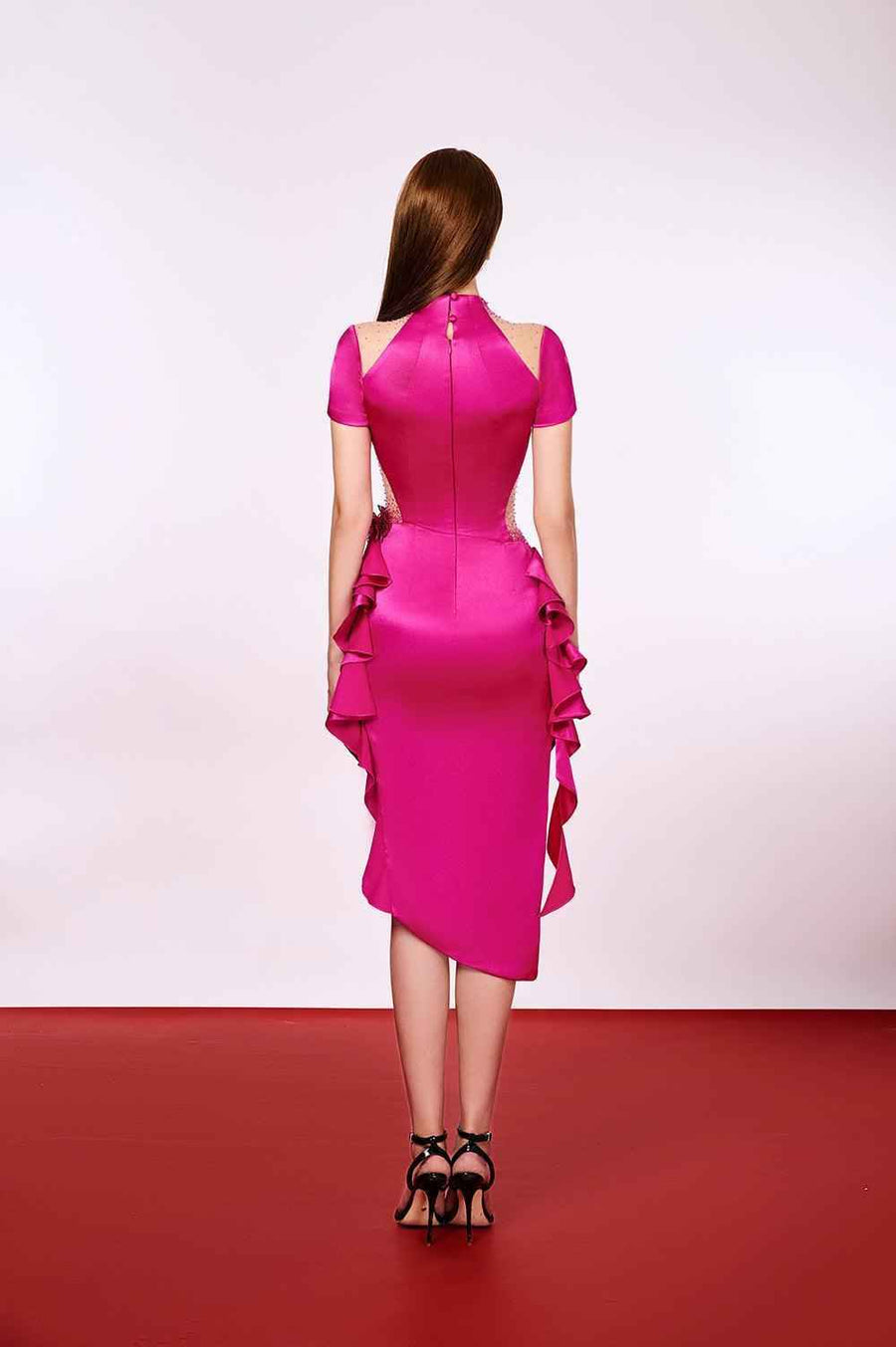 Rivendell Asymmetric Short Sleeved Silk Midi Dress