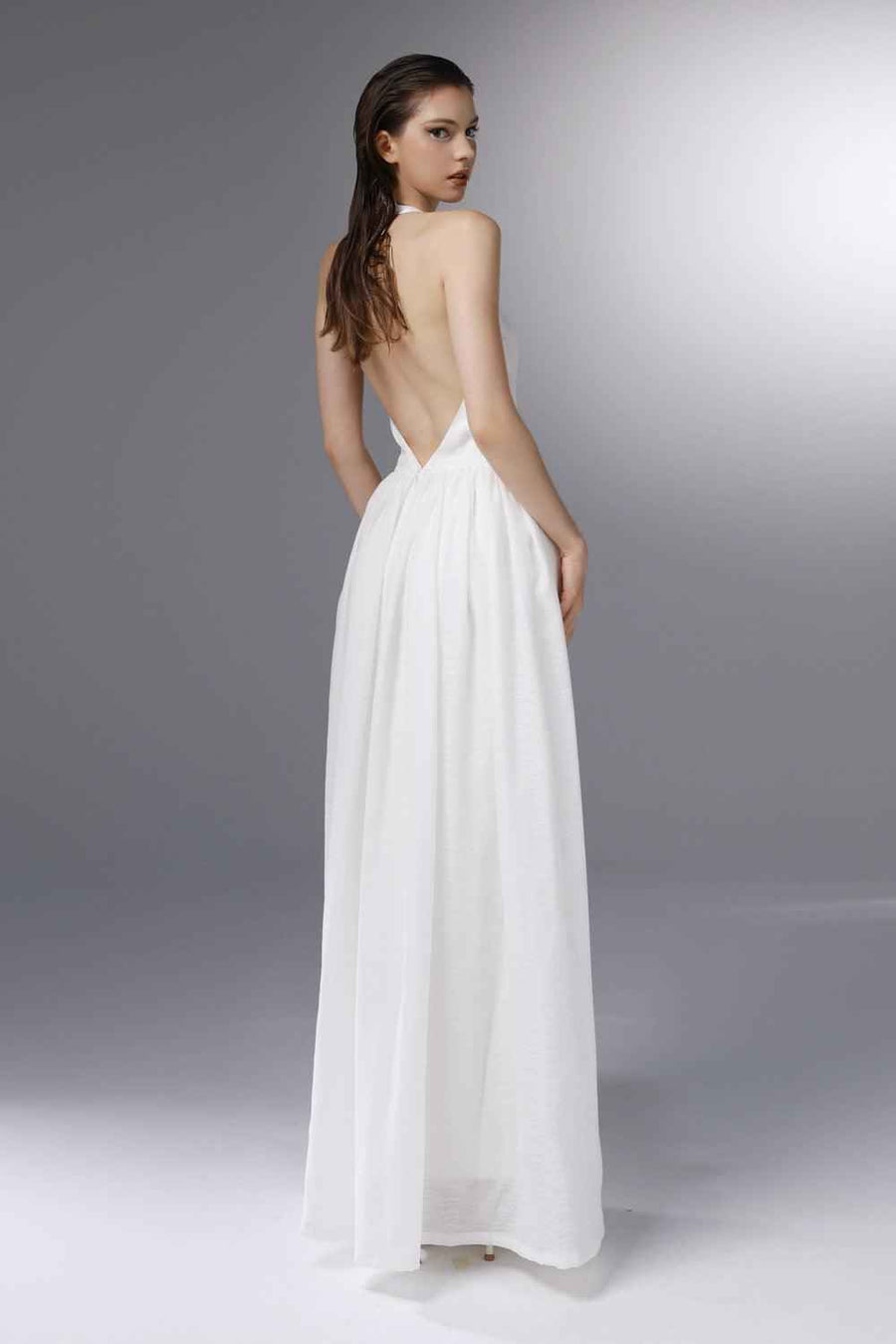 Riviera Sheath Extended Flap Silk Cotton Blend Ankle Length Dress