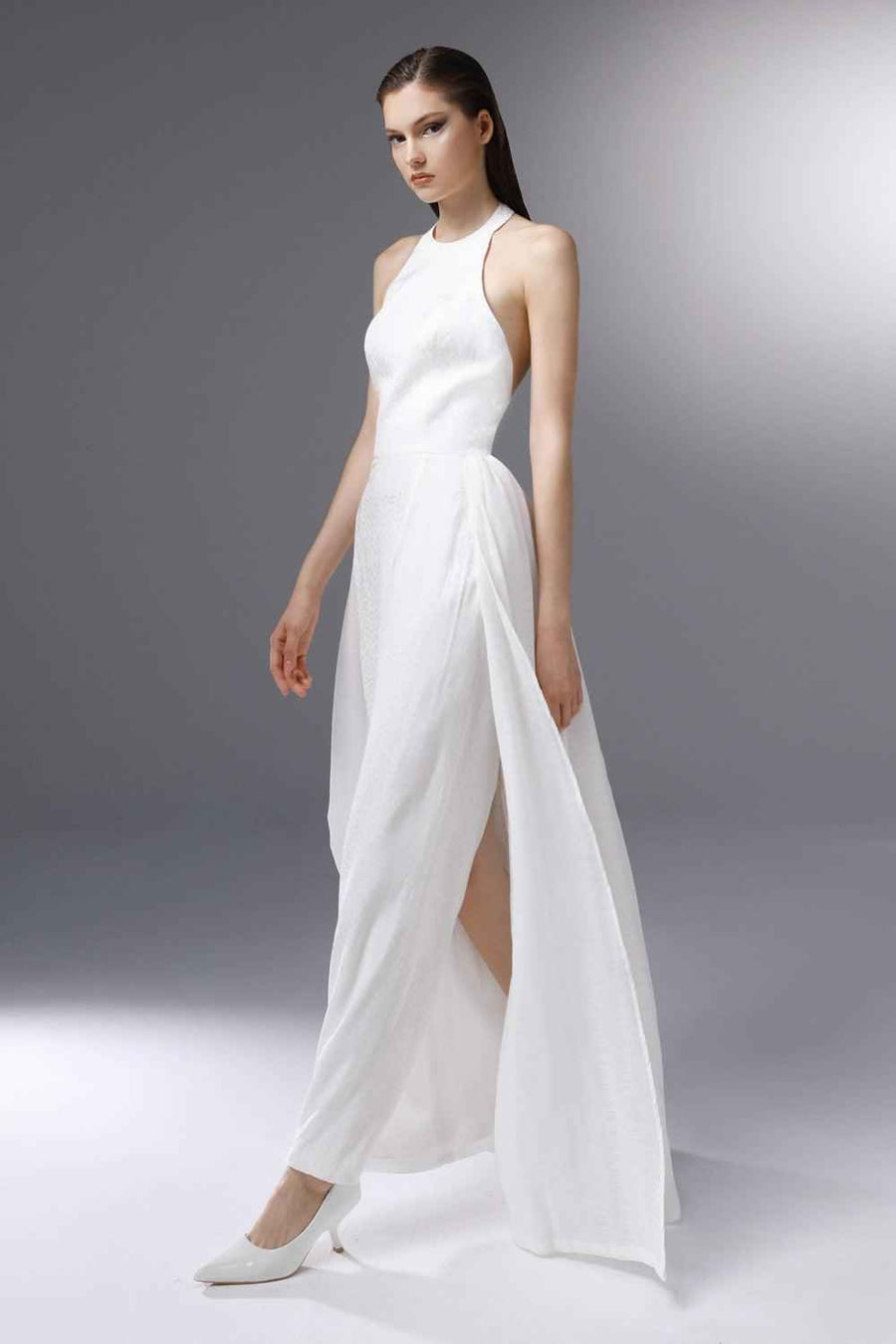 Riviera Sheath Extended Flap Silk Cotton Blend Ankle Length Dress