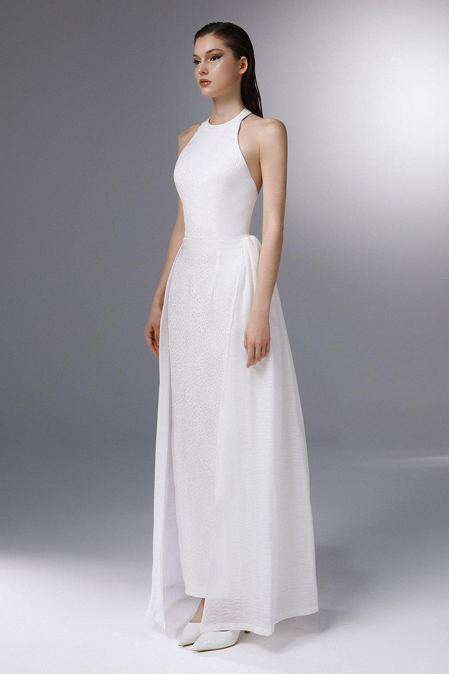 Riviera Sheath Extended Flap Silk Cotton Blend Ankle Length Dress 4