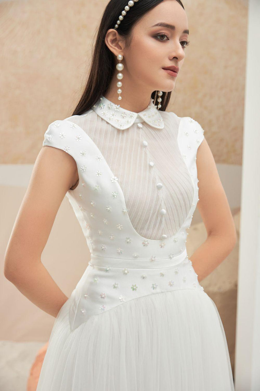 Robaire Gathered Collared Neck Taffeta Midi Dress 13