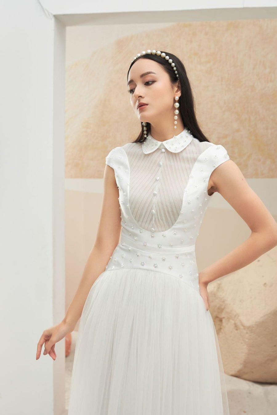Robaire Gathered Collared Neck Taffeta Midi Dress 14