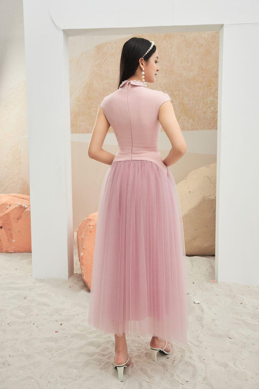 Robaire Gathered Collared Neck Taffeta Midi Dress 20