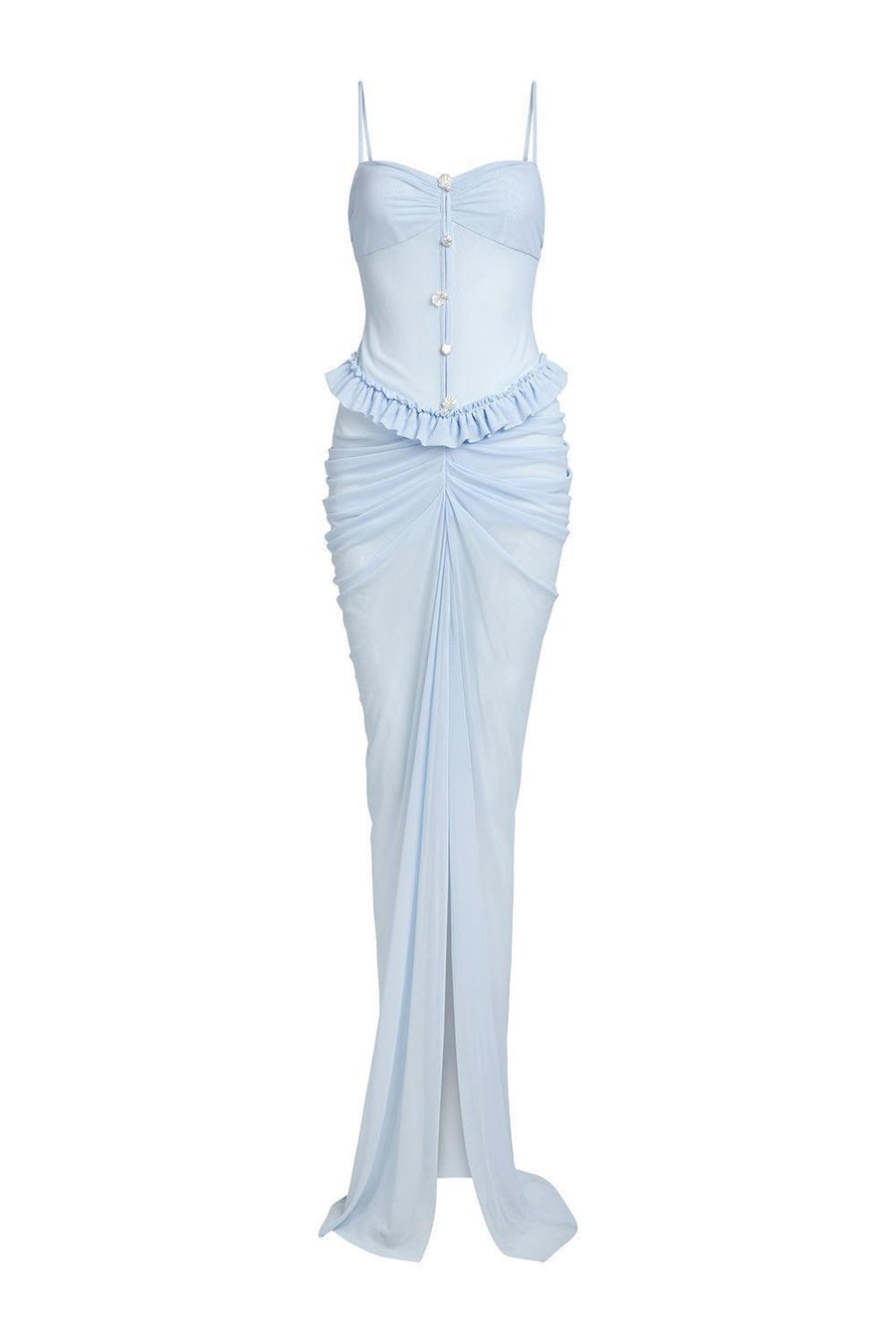 Rodney Sarong Spaghetti Strap Mesh Spandex Floor Length Dress Maxi Dress LASSY