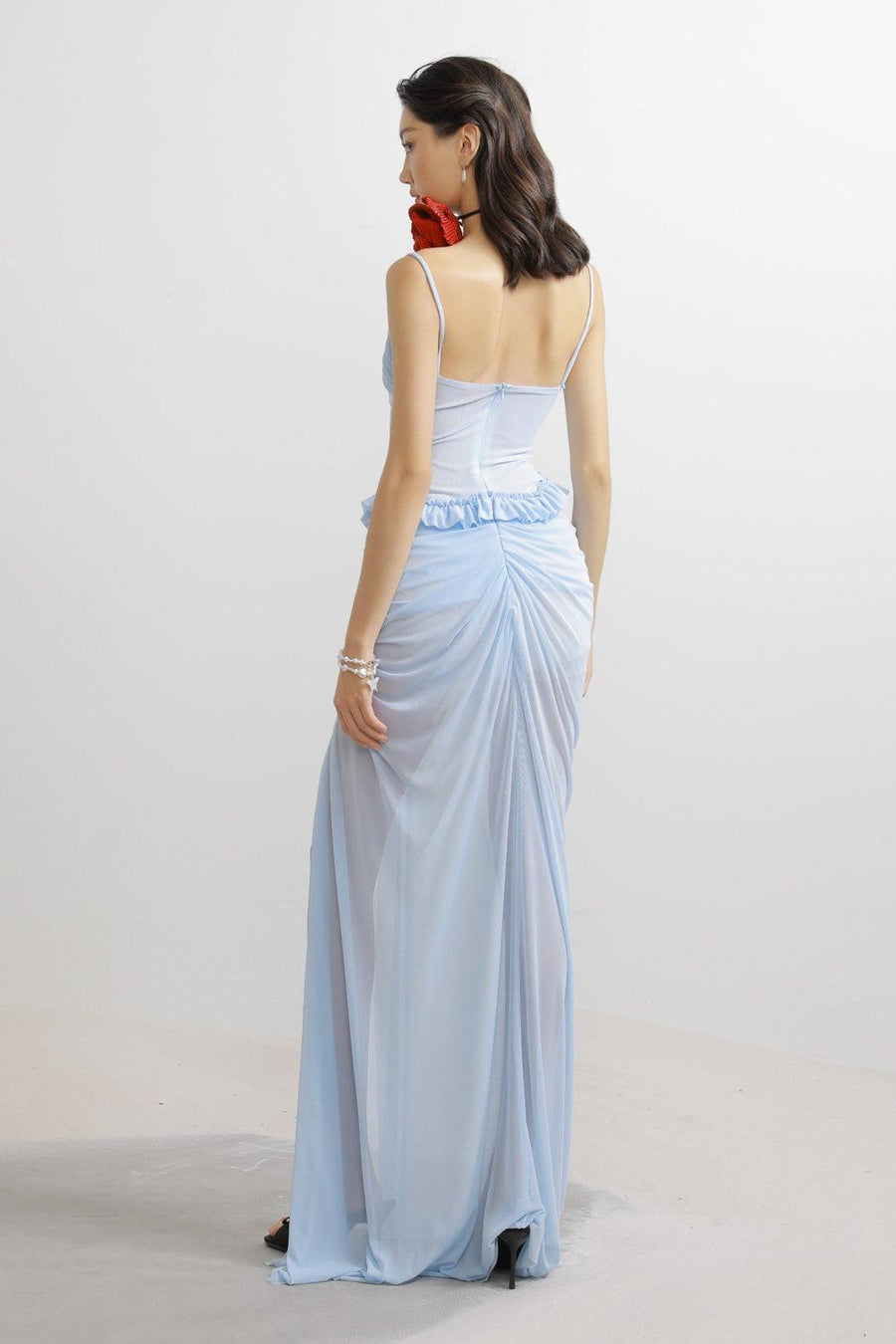 Rodney Sarong Spaghetti Strap Mesh Spandex Floor Length Dress Maxi Dress LASSY