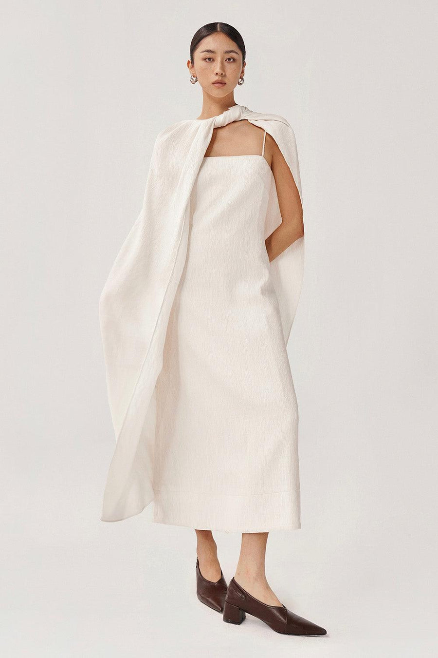 Roise A-line Sleeveless Ribbed Burlap Midi Dress Midi Dress FAIR LADY