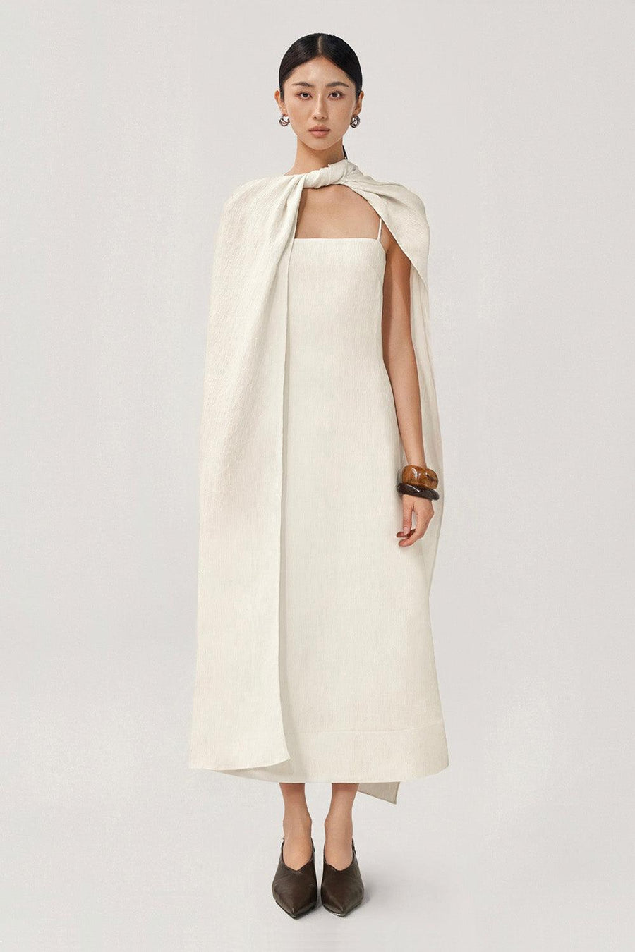 Roise A-line Sleeveless Ribbed Burlap Midi Dress Midi Dress FAIR LADY