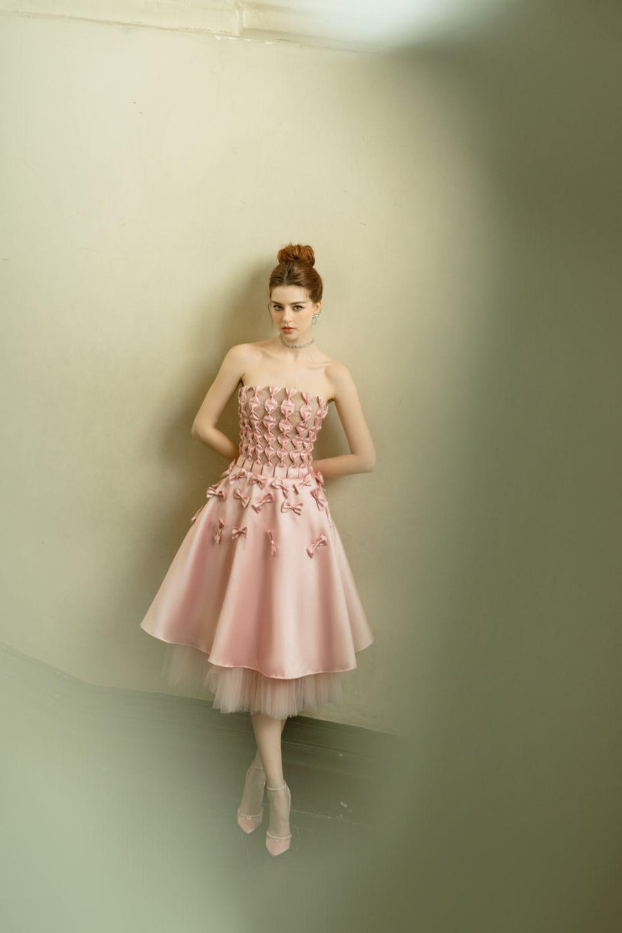 Ronia A-line Straight Across Neck Taffeta Midi Dress Midi Dress Calista de Minh Thanh