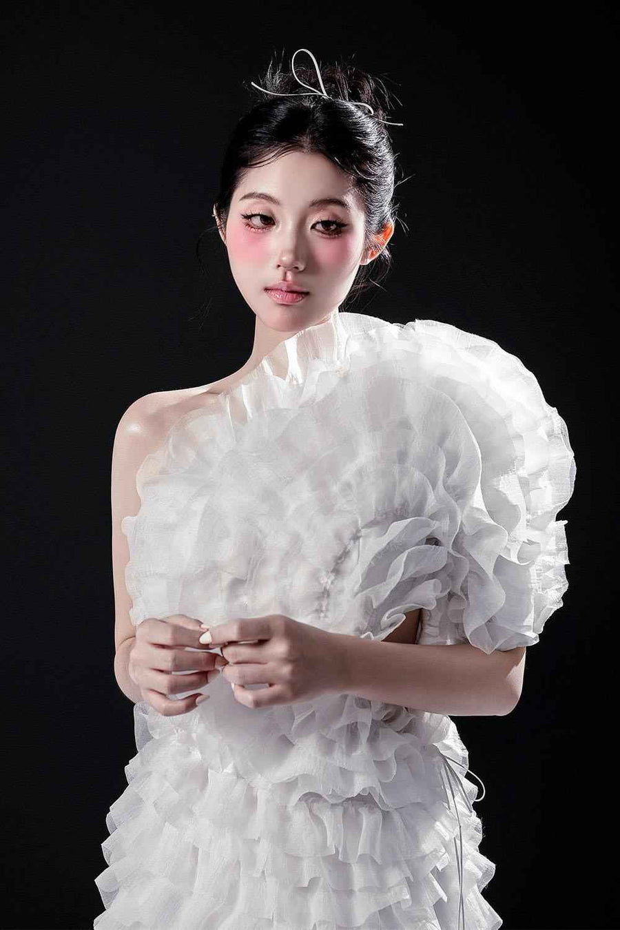 Rose A-line Ruffle Layer Organza Mini Dress