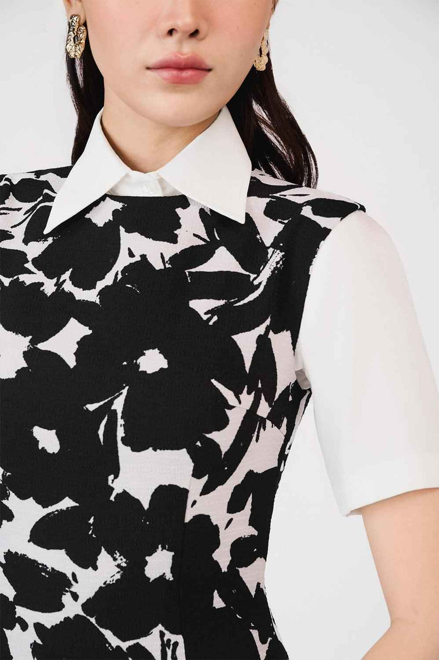 Rosemary Drop Waist Round Neck Poly Silk Mini Dress