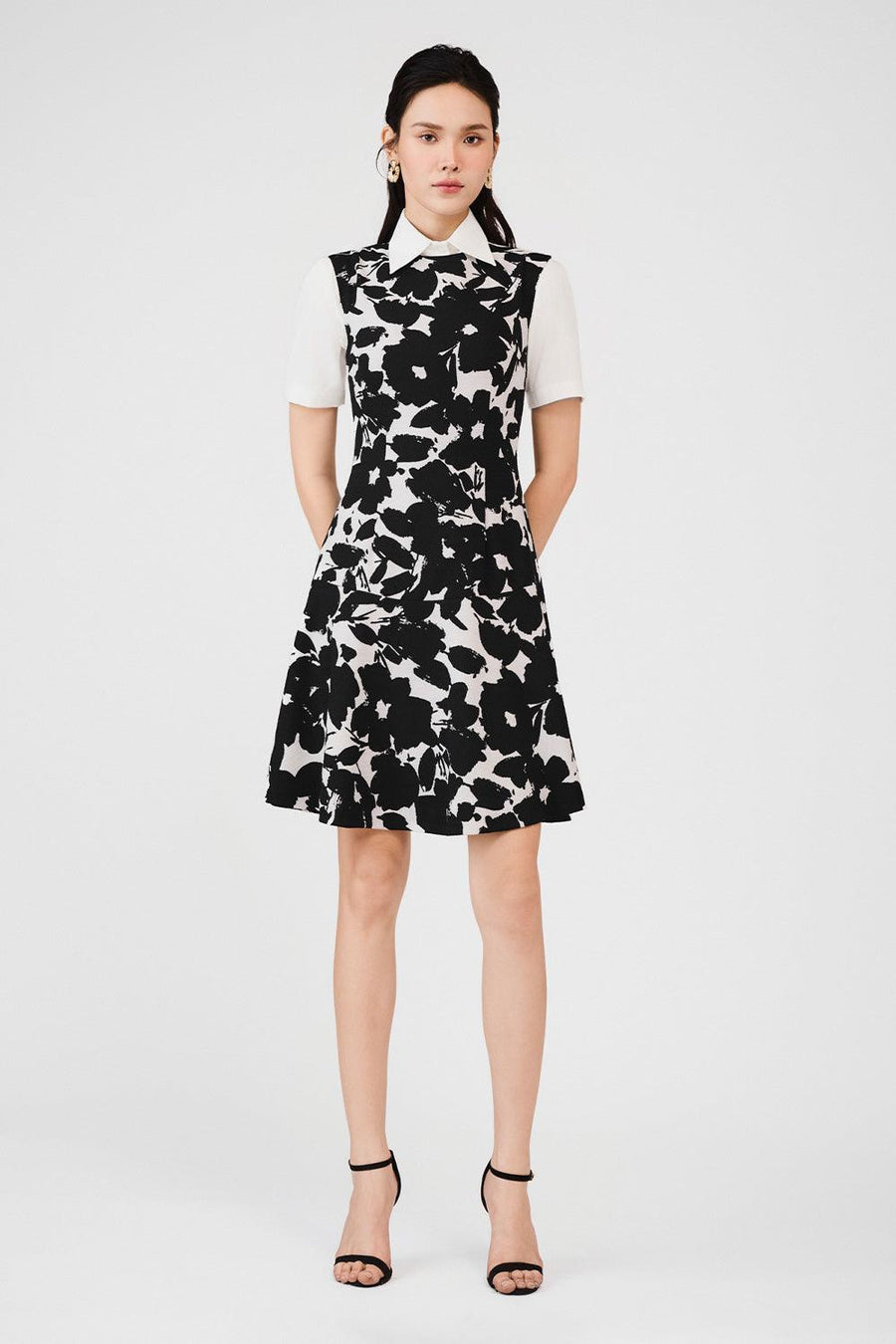 Rosemary Drop Waist Round Neck Poly Silk Mini Dress 6
