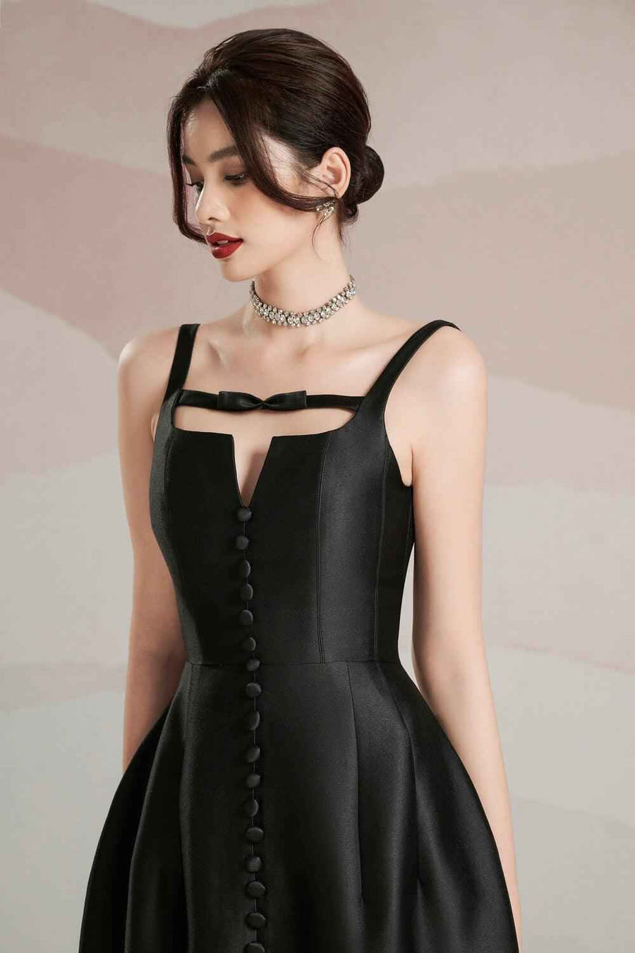 Rosie A-line Strappy Trerena Taffeta Midi Dress