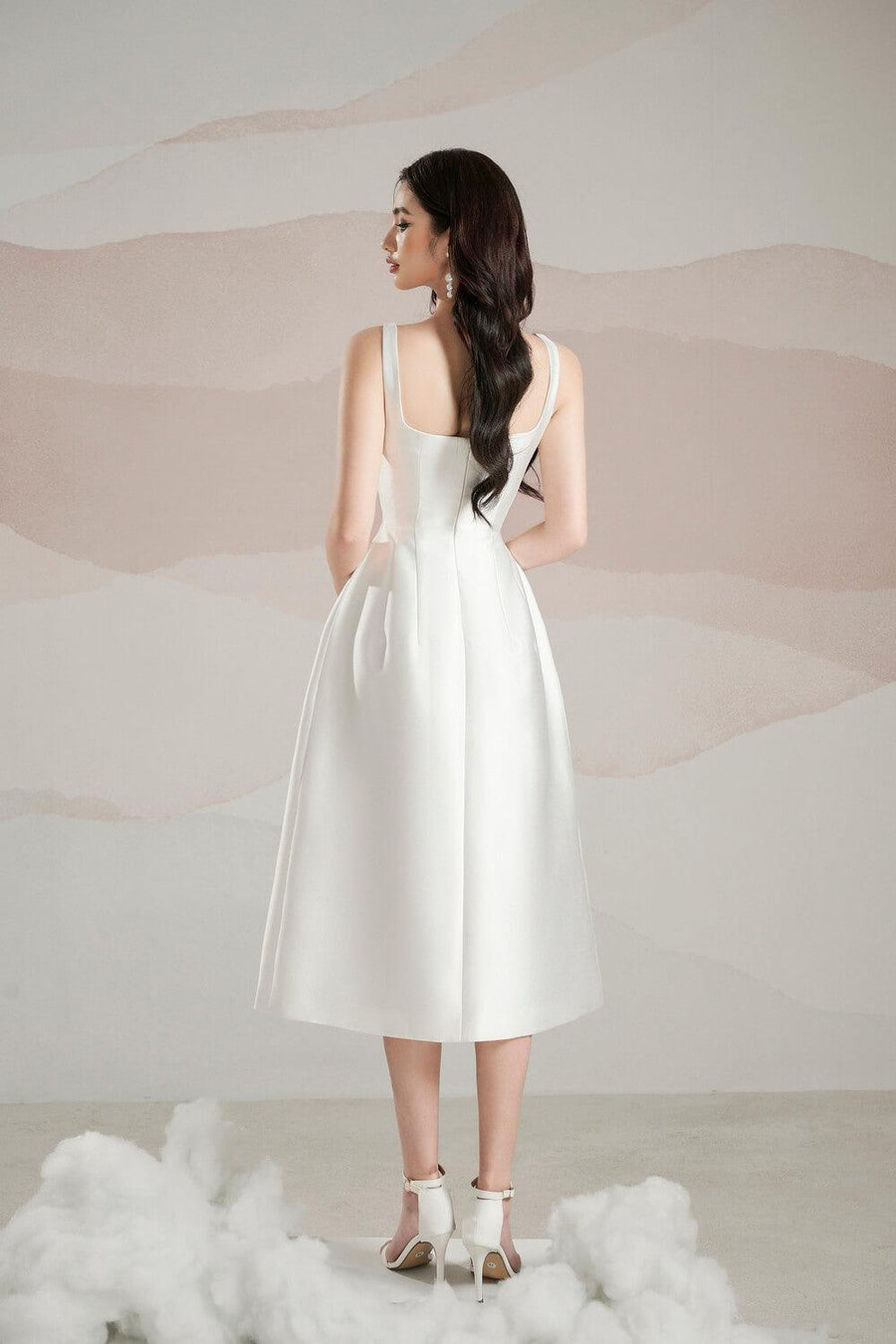 Rosie A-line Strappy Trerena Taffeta Midi Dress 9
