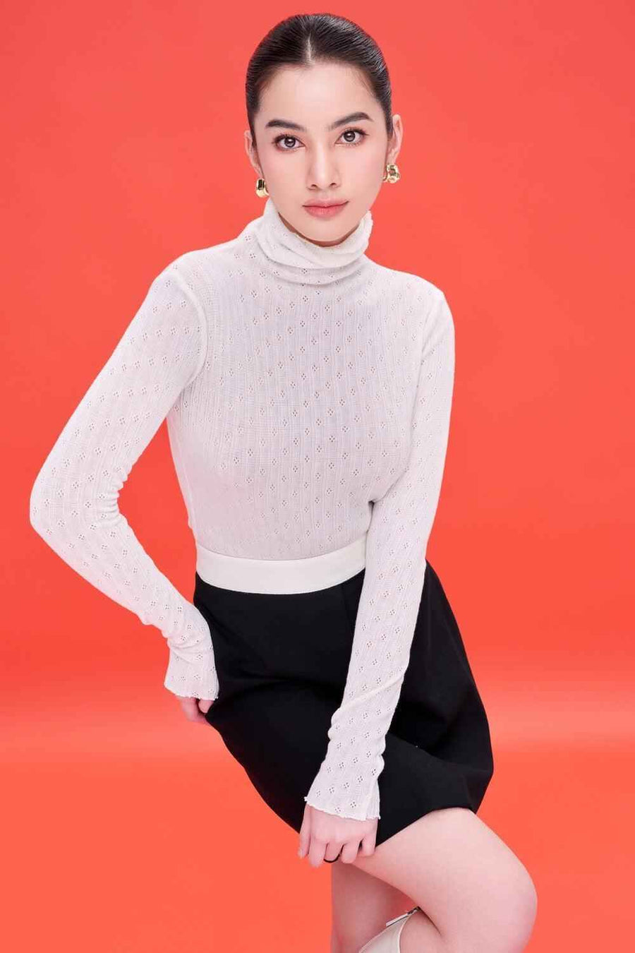 Rowan Bodycon Turtle Neck Polycotton Top