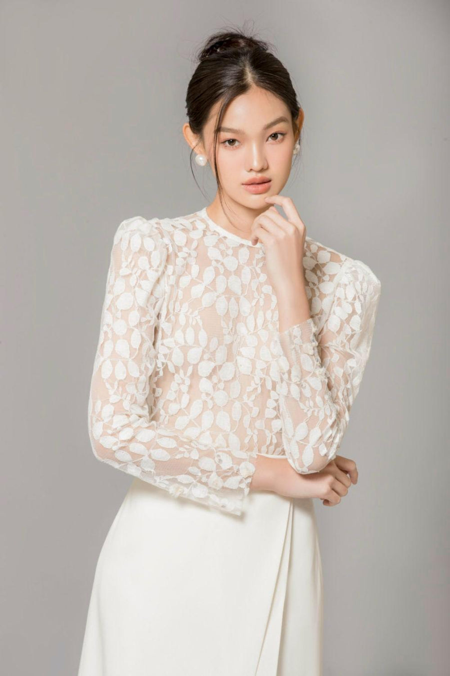 Rowyn A-line Side Pleated Polycotton Midi Skirt 2
