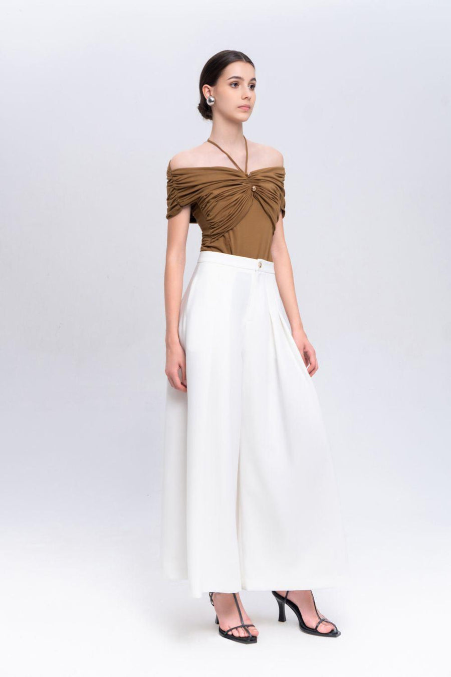 Ruby Bodycon Halter Neck Cotton Spandex Top Camel Shirt Eegen Studio