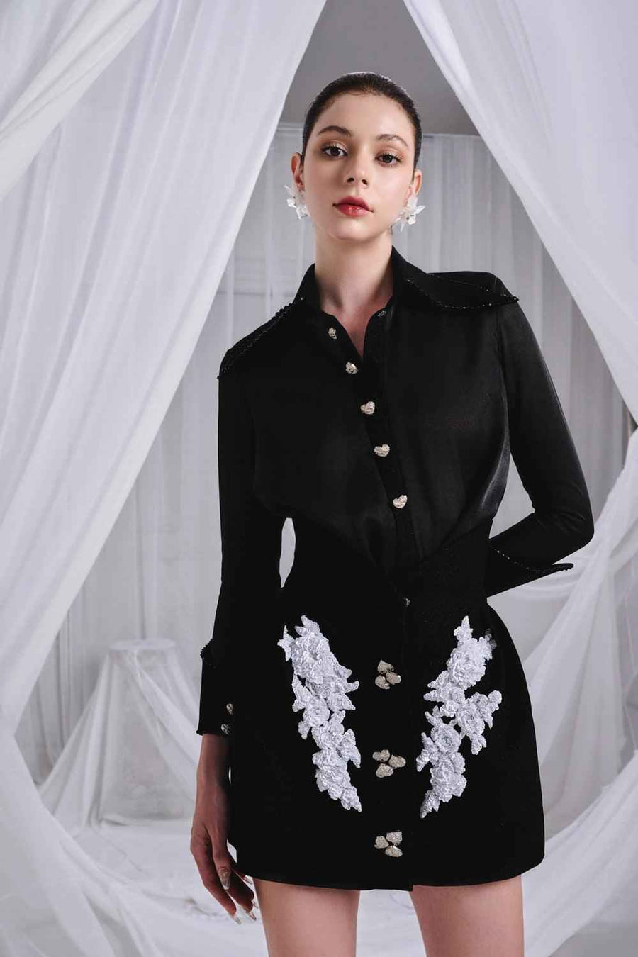 Russell A-line Cuff Sleeved Chiffon Mini Set