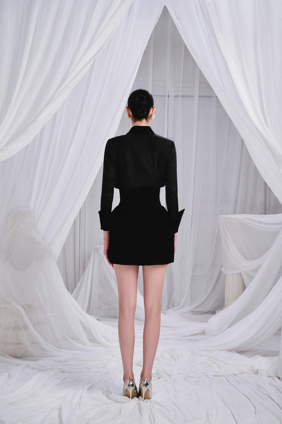 Russell A-line Cuff Sleeved Chiffon Mini Set 4