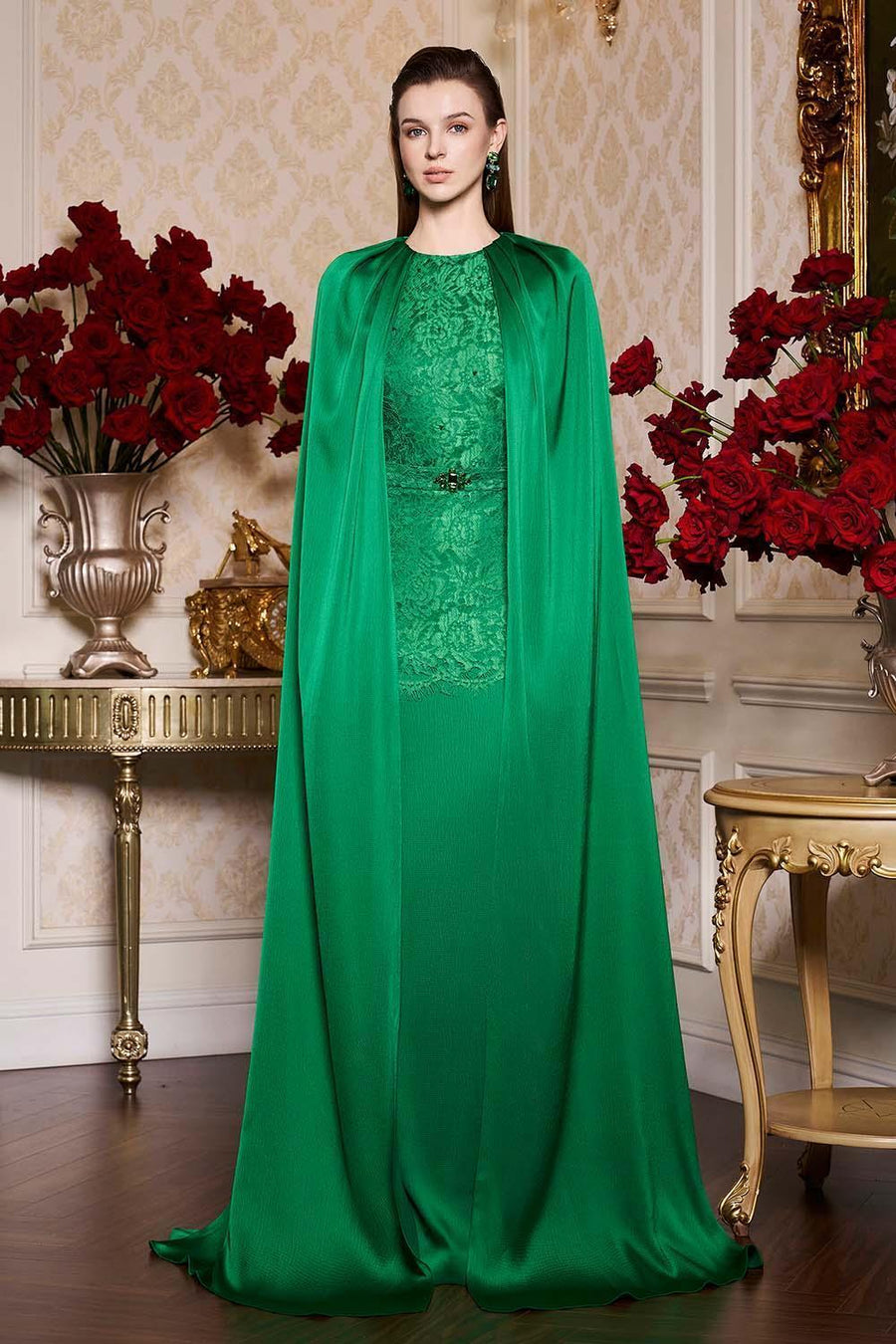 Ruth Sheath Round Neck Silk Lace Floor Length Dress Gown Dress I.H.F Atelier