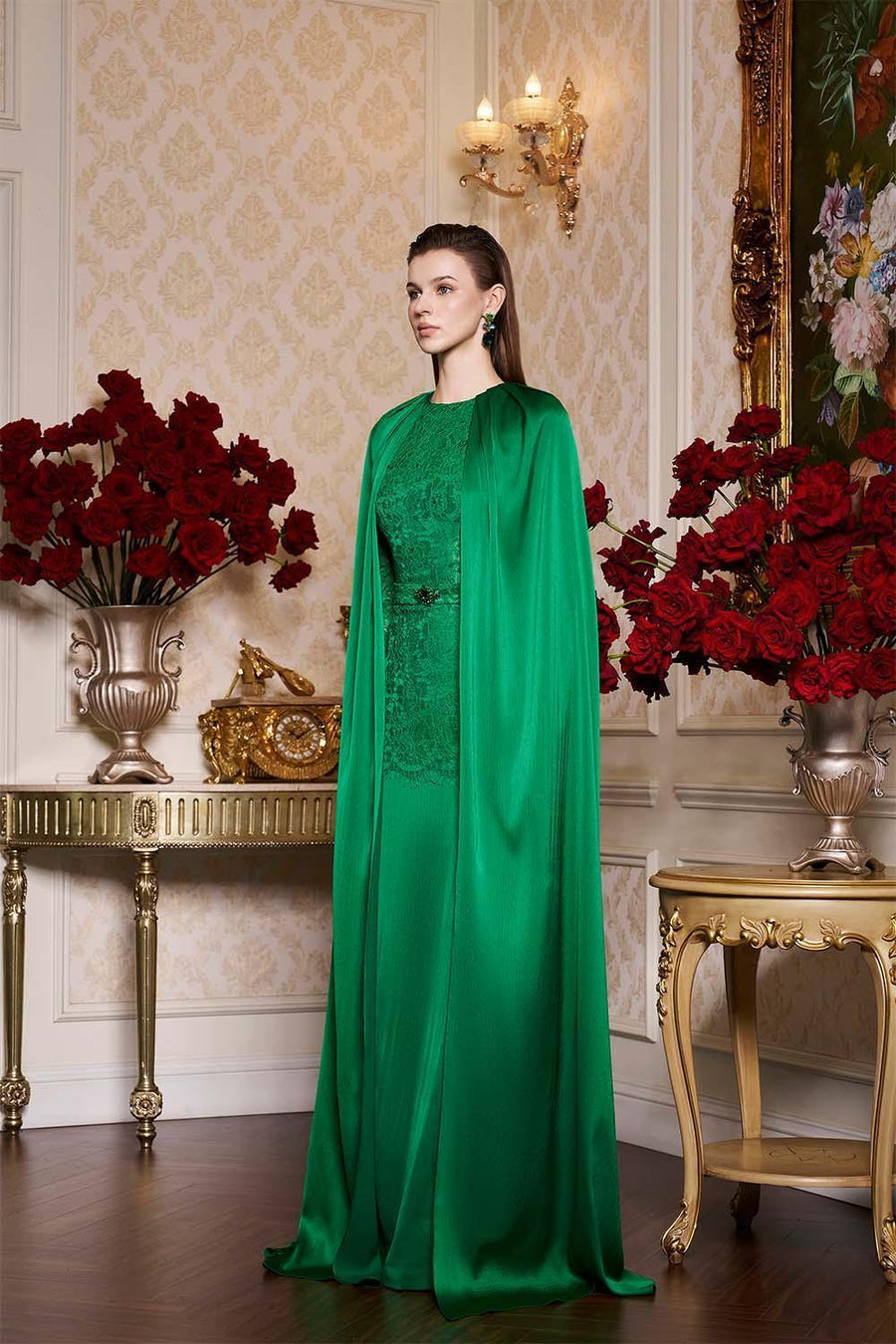 Ruth Sheath Round Neck Silk Lace Floor Length Dress Gown Dress I.H.F Atelier