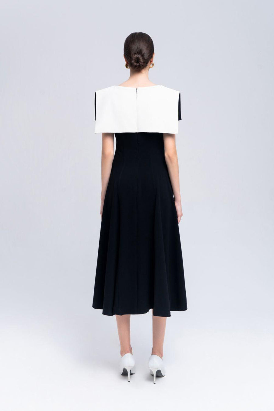Sailor A-line Cap Sleeved Ribbed Cotton Midi Dress Midi Dress Eegen Studio